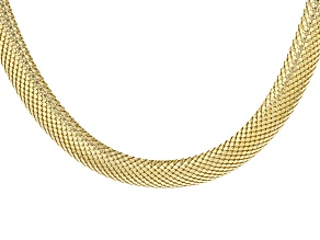 18k Yellow Gold Over Sterling Silver 12mm Domed Woven Link 20 Inch Chain