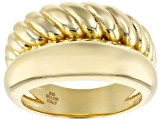 18k Yellow Gold Over Sterling Silver Textured & Polished Graduated Double Row Ring