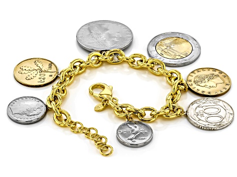 LES POULETTES Double Round Link Bracelet - Sterling Silver 925 & Liberty Print Cotton, Adjustable, Lucky Shamrock