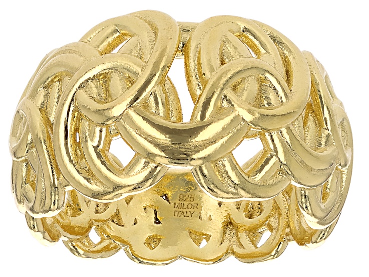 18k Yellow Gold Over Sterling Silver Graduated Byzantine