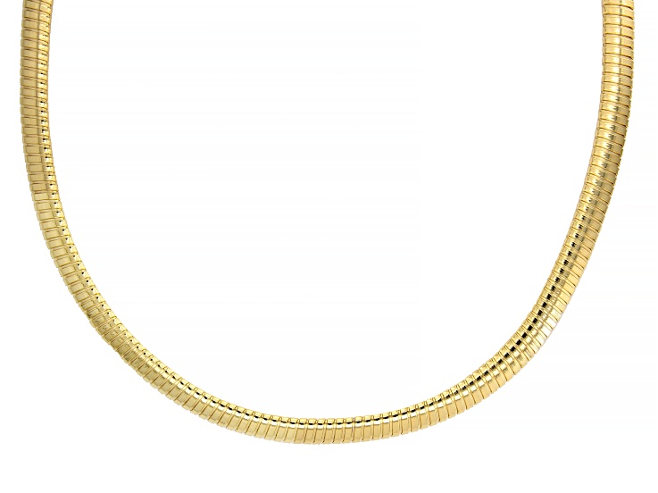 18k Yellow Gold Over Sterling Silver 9.5mm Tubogas 18 Inch Necklace