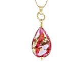 18k Yellow Gold Over Sterling Silver Murano Glass Teardrop Pendant With 18 Inch Bead Chain