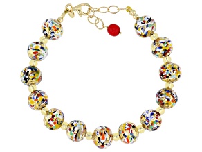 18k Yellow Gold Over Sterling Silver Murano Glass Bead Bracelet