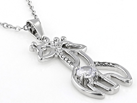アクセサリー 4gcyps Silver Tone Giraffe Pendant With White Zircon & White