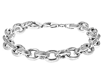 Picture of Sterling Silver 9mm Textured Rolo Link Bracelet
