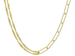 18k Yellow Gold Over Sterling Silver Multi-Link 18 Inch Toggle Chain