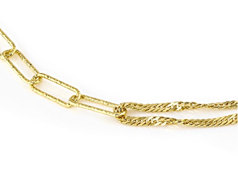 18k Yellow Gold Over Sterling Silver Multi-Link Toggle Bracelet