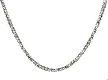 14K White Gold 9 stone Dashing Diamond necklace on 20-inch cable chain, 0.72 ctw.