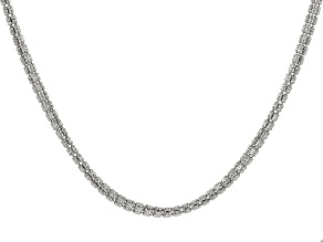 Rhodium Over Sterling Silver 4mm "Ghiaccio" Diamond-Cut Bead 16 Inch Chain