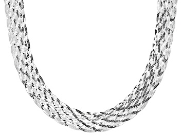 Picture of Sterling Silver 20 Inch 10 Strand Braided Herringbone Link Necklace