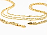 18K Yellow Gold Over Sterling Silver Multi-strand Twisted Herringbone Necklace 20 inch