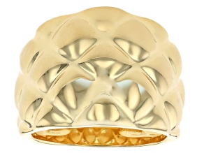 18k Yellow Gold Over Sterling Silver Quilted Design Band Ring