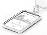 .999 Fine Silver 5g Roman Colosseum Ingot Pendant With Sterling Silver Frame & 20 Inch Cable Chain