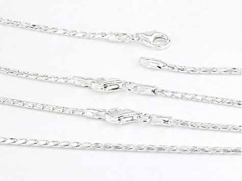 Sterling Silver Cardano Snake Link 18, 20, & 22 Inch Chain Set of 3