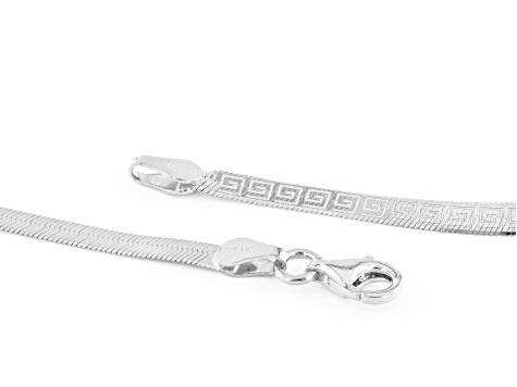 Sterling Silver Greek Key Herringbone 18 Inch Chain