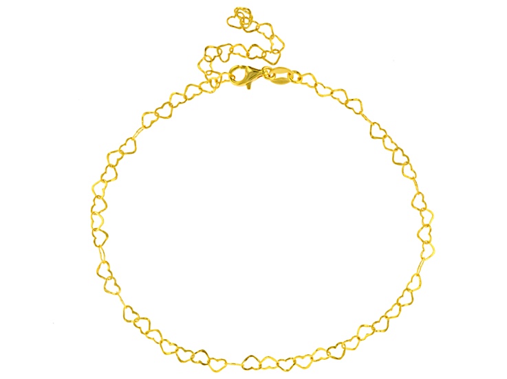 18K Gold Filled Hallowed Star and Attached Heart Engraved Pattern Bracelet Jewelry