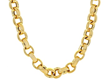 Picture of 18k Yellow Gold Over Sterling Silver 9.5mm Rolo Link 18 Inch Chain