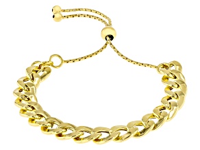 18k Yellow Gold Over Sterling Silver Curb Link Bolo Bracelet