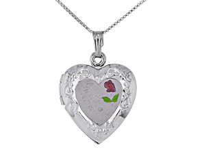 Rhodium Over Sterling Silver Heart Locket