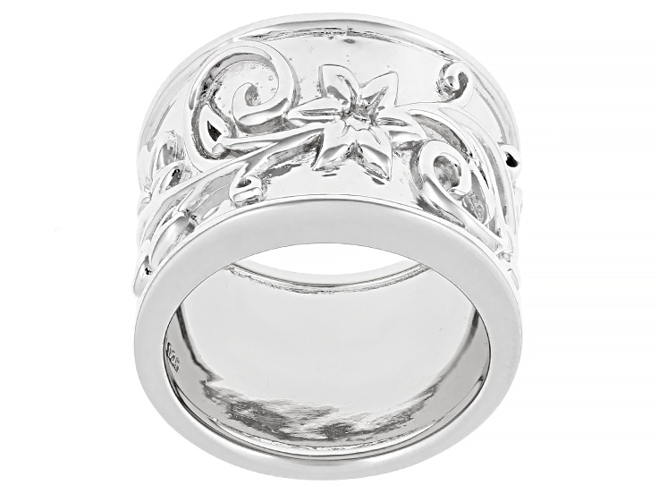Rhodium Over Sterling Silver Textured Vine Ring - AG1479 | JTV