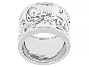 Rhodium Over Sterling Silver Textured Vine Ring
