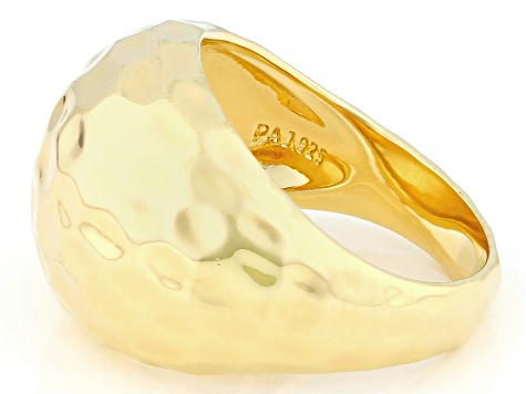 14K Gold Plated Sterling Silver Hammered Dome Ring - 5mm Wide Band, Sizes 5-10