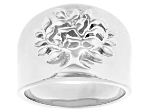 Rhodium Over Sterling Silver Tree of Life Ring