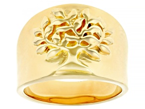 18k Yellow Gold Over Sterling Silver Tree of Life Ring