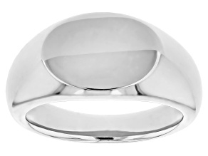 Rhodium Over Sterling Silver Oval Signet Ring