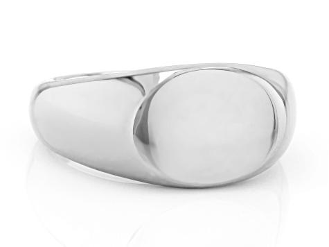 Amazon Essentials Flat Top Signet Ring - Rhodium Plated Silver Oval Band, Size 10 - View #7