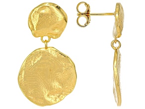 18k Yellow Gold Over Sterling Silver Organically Shaped Wire Brushed Earrings