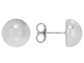 Rhodium Over Sterling Silver 10.5mm Ball Stud Earrings