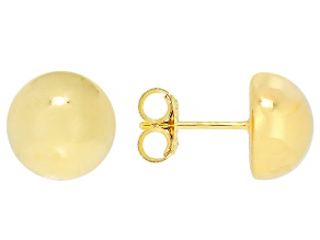 18k Yellow Gold Over Sterling Silver 10.5mm Ball Stud Earrings