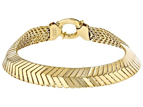 18k Yellow Gold Over Sterling Silver Chevron Link Bracelet