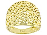 18k Yellow Gold Over Sterling Silver Swirl Open Design Dome Ring