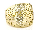 18k Yellow Gold Over Sterling Silver Swirl Open Design Dome Ring
