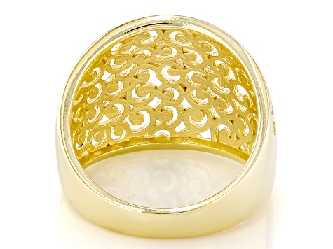 18k Yellow Gold Over Sterling Silver Swirl Open Design Dome Ring