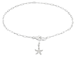 Sterling Silver Paperclip Chain Starfish Anklet