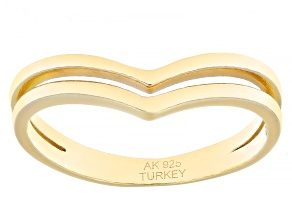 18k Yellow Gold Over Sterling Silver Open Design Chevron Band Ring