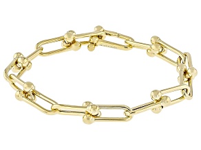18k Yellow Gold Over Sterling Silver 8.9mm Stirrup Link Bracelet