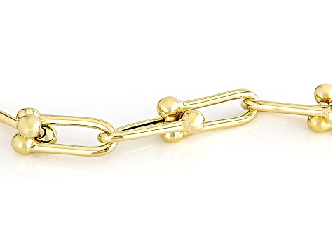 18k Yellow Gold Over Sterling Silver 8.9mm Stirrup Link Bracelet