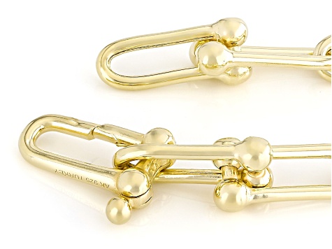 18k Yellow Gold Over Sterling Silver 8.9mm Stirrup Link Bracelet