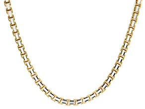 Sterling Silver and 18k Yellow Gold Over Sterling Silver 2mm Two-Tone Diamond Cut Box Chain Necklace