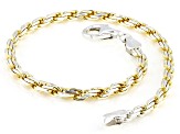 Sterling Silver and 18k Yellow Gold Over Sterling Silver Two-Tone 2.8mm Diamond Cut Rope Bracelet