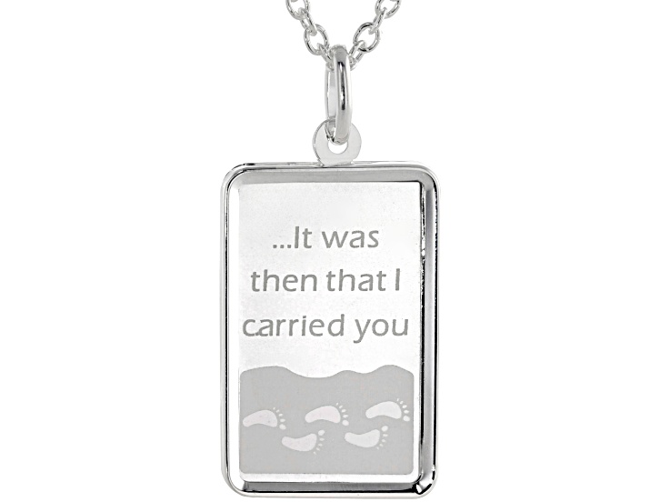.999 Fine Silver 5g Footprints Ingot with Sterling Silver Frame and Cable Chain