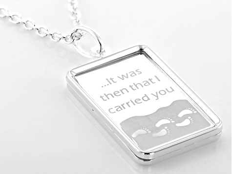 .999 Fine Silver 5g Footprints Ingot with Sterling Silver Frame and Cable Chain