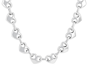 Rhodium Over Sterling Silver 8mm Puff Heart Mariner Link 20" Necklace