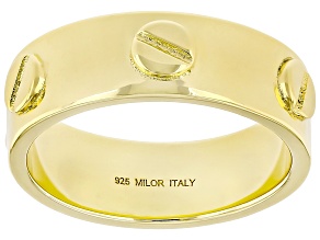 18k Yellow Gold Over Sterling Silver Nail Head Band Ring