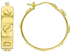 18k Yellow Gold Over Sterling Silver Nail Head Hoop Earrings