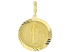 18k Yellow Gold Over Sterling Silver St. Benedict Enhancer Charm